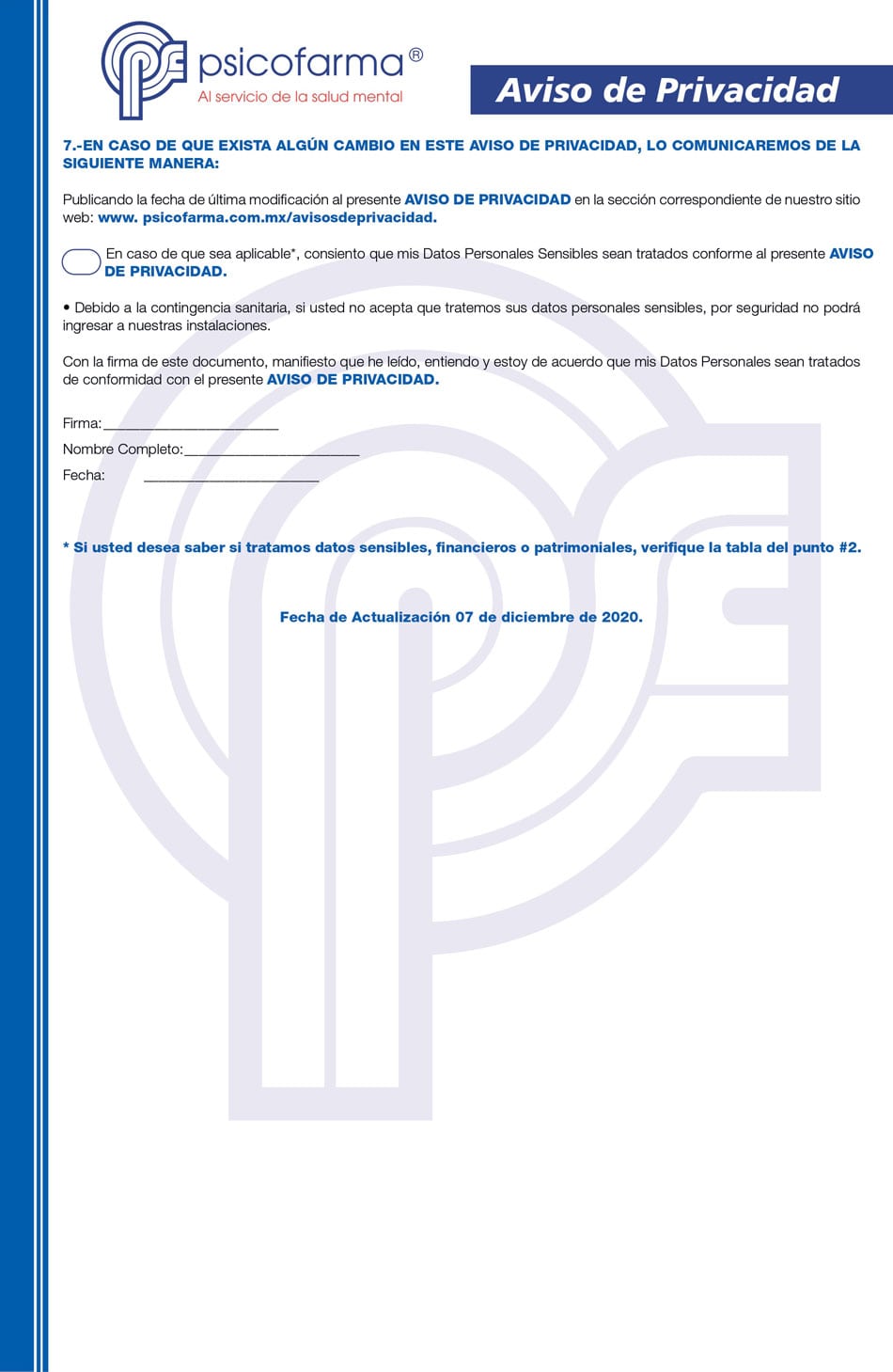 Aviso de Privacidad Visitante